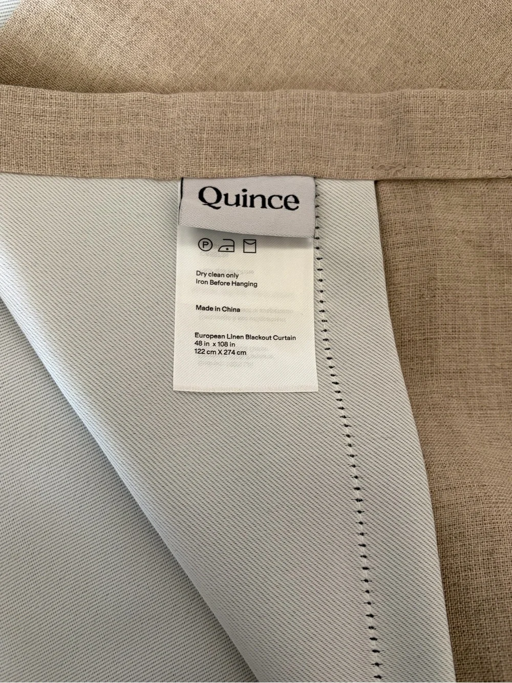 Quince European Linen Room Darkening Blackout Curtain Panel | 48x108 | Dark Flax